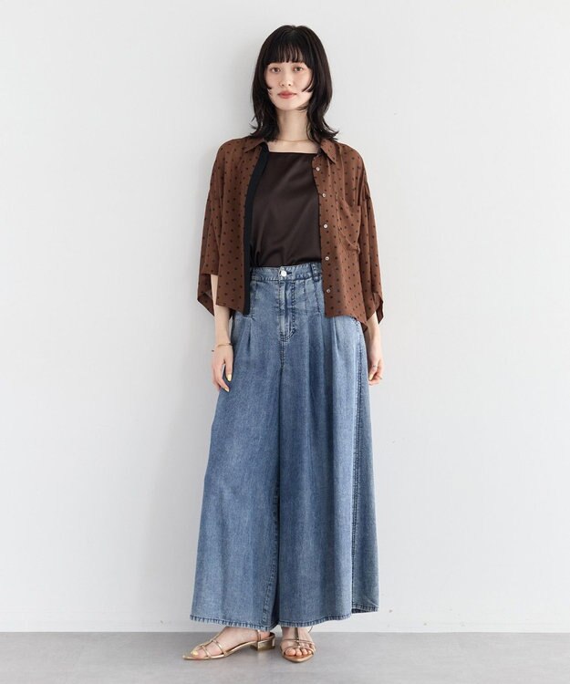 YECCA VECCA バイオ加工ヴィンテージデニムワイドパンツ Indigo