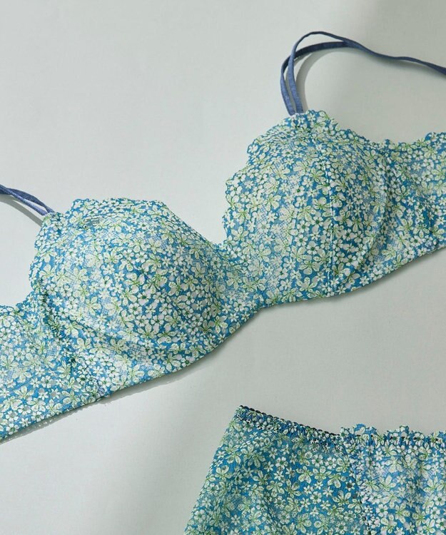 une nana cool 【リニューアル】364ブラ レース MADE WITH LIBERTY FABRIC ブルーグリーン