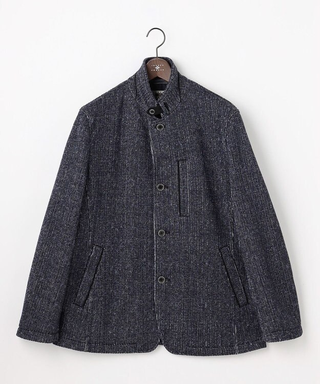 JOSEPH ABBOUD 【キングサイズ・軽量/ストレッチ/イージーケア】ツィーディーフリース ジャケット ネイビー系