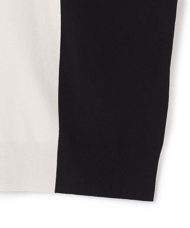 ICB 【洗える】マットヴィスコースポリエステル ブロッキングニット トープ×ブラック系