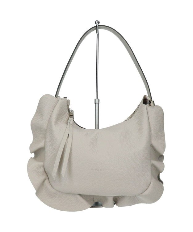 INTER-CHAUSSURES 【RIPANI】サイドフリルホーボーバッグ・ミディ ライトグレー