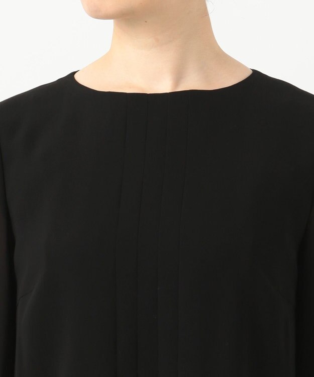 組曲 NOIR 【洗える】ウォッシャブルストレッチバックサテン ジャケット＋ワンピース ブラック系