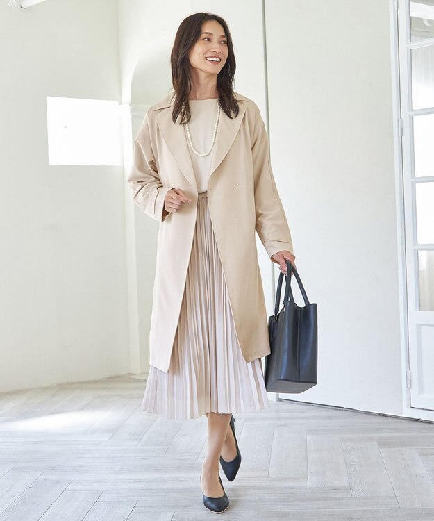 ANY L 【ウエストゴム】プリーツワンピース ベージュ