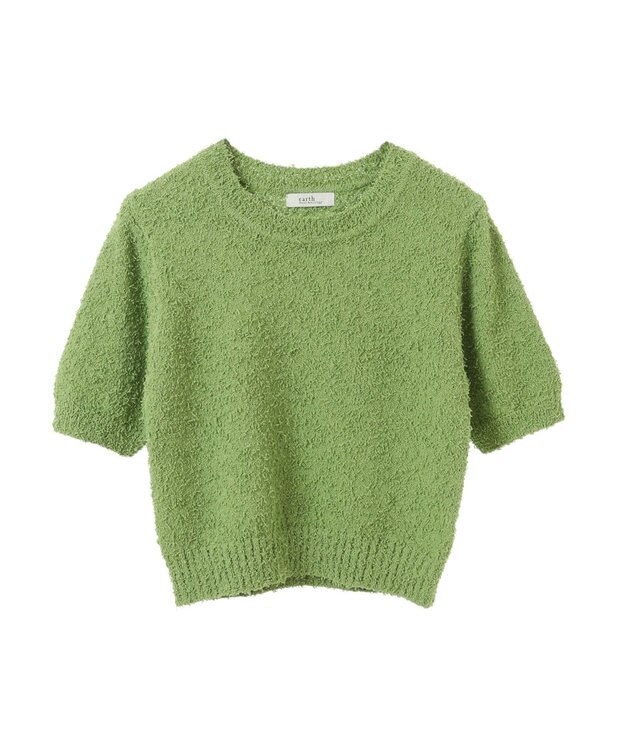 earth music&ecology ツイストブークレ半袖プルオーバー Green
