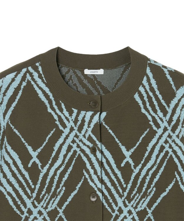 JOSEPH チェックニット　カーディガン Palm Leaf/Chambray