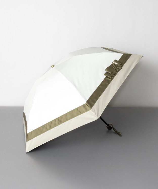 AURORA Beaurance（ビューランス）切り継ぎパールリボン晴雨兼用パラソル（折りたたみミニ傘） 日傘 ホワイト