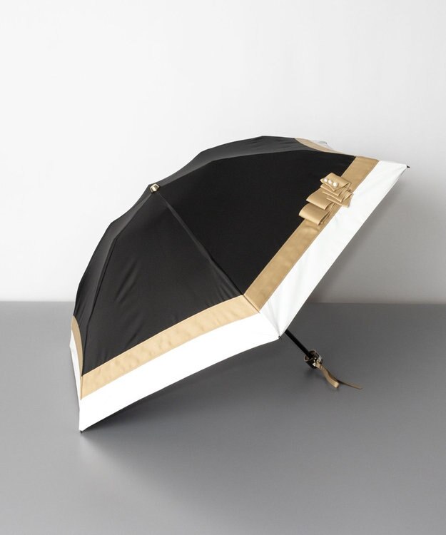 AURORA Beaurance（ビューランス）切り継ぎパールリボン晴雨兼用パラソル（折りたたみミニ傘） 日傘 ブラック