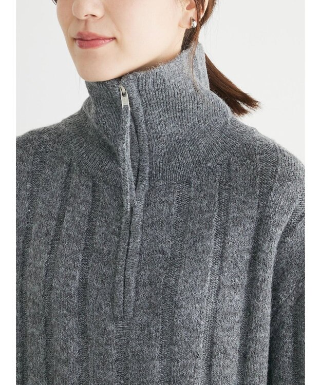 Green Parks ・Ｐｅｔｉｔ　Ｆｌｅｕｒ　ハーフＺＩＰニット Charcoal Gray