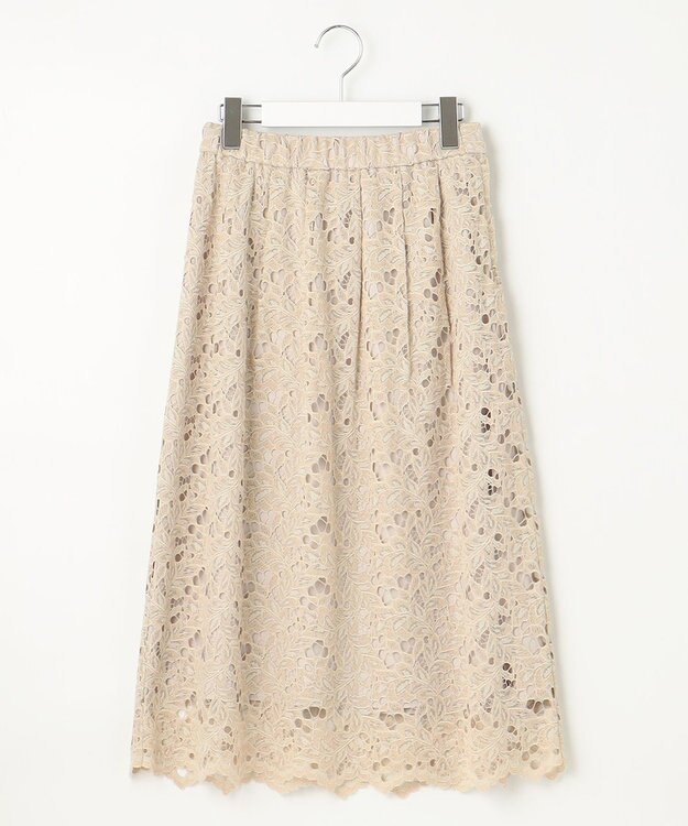 自由区 【セットアップ対応・洗える・XSサイズあり】レースコンビ スカート ベージュ系