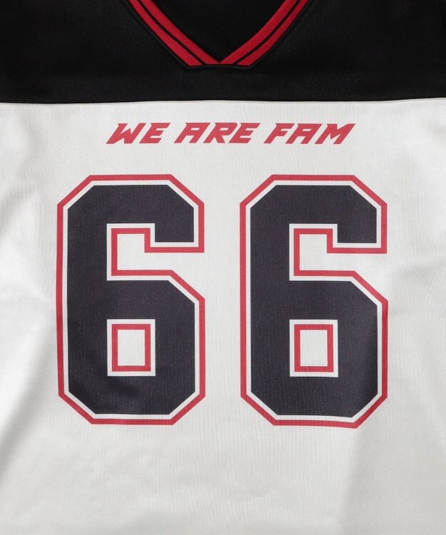 WEGO VネックナンバリングサテンBIGスウェット ブラック