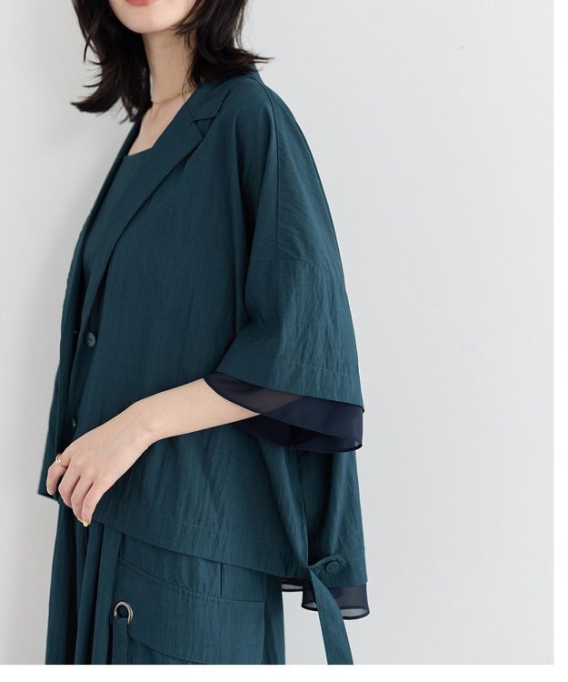 YECCA VECCA 【UVカット/遮熱/接触冷感】COOL袖シアージャケット Blue Green