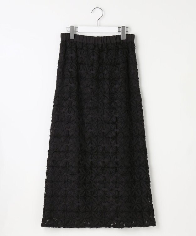 自由区 テープエンブロイダリー スカート ブラック