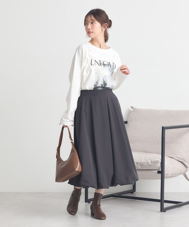 earth music&ecology バルーンミディスカート Black