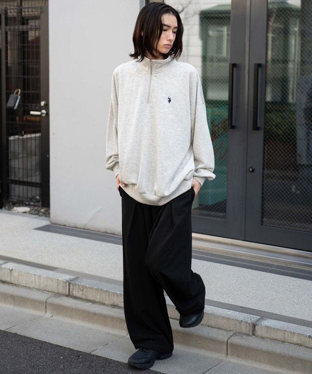 WEGO 【WEB限定/25年秋冬新作/ユニセックス着用ITEM】別注USPOLOハーフZIPPO 杢グレー