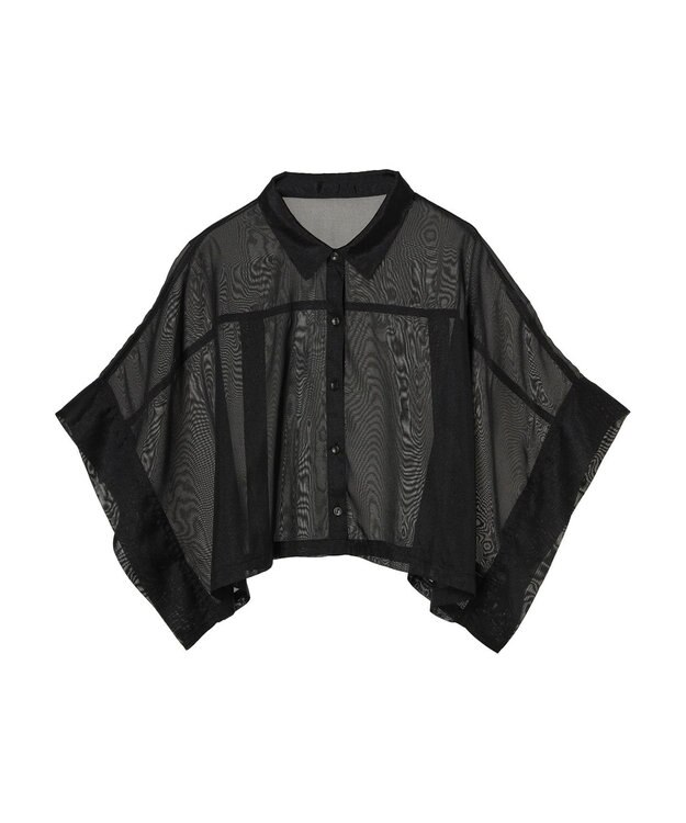 Green Parks ・ＥＬＥＮＣＡＲＥ　ＤＵＥ　ラメシフォンショートシャツ Black