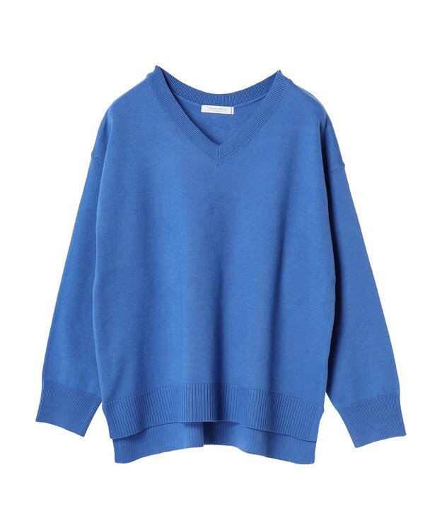 Green Parks もちやわ　Ｖネック前後差プルオーバー Blue