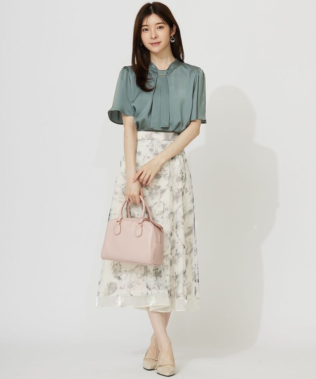 ANY SIS 【洗える】4WAY半袖 ボウブラウス スモーキーミント