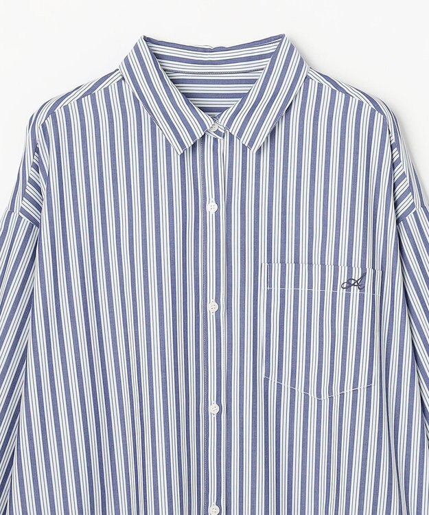 ANY L ＡＮＹオーバーサイズシャツ ブルーストライプ