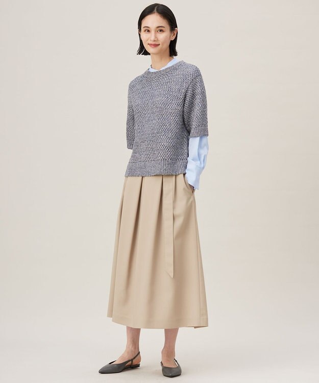 自由区 【洗える】ストレッチライトツイル スカート ベージュ