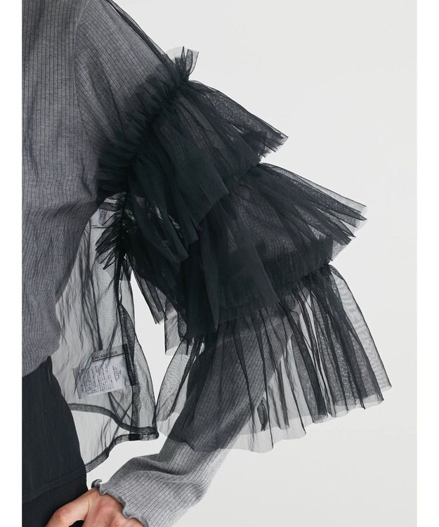 Green Parks ・ＥＬＥＮＣＡＲＥ　ＤＵＥ　２ｗａｙチュールブラウス Black