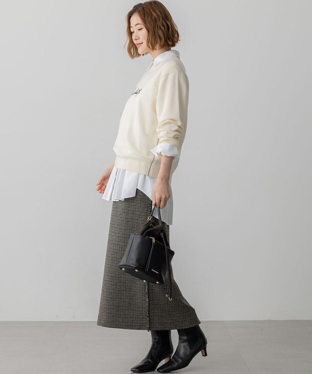 23区 S 【GLOW10月号掲載/洗える】ツイーディーカラーミックス  Iライン スカート ブラウンチェック