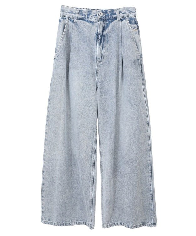 earth music&ecology ワンポイントロゴ刺繍デニムパンツ Light Indigo