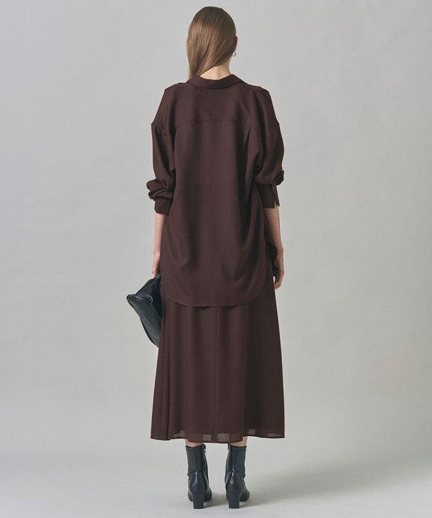 ICB L 【洗える】 シアービエラ デザインシャツ ダークブラウン系