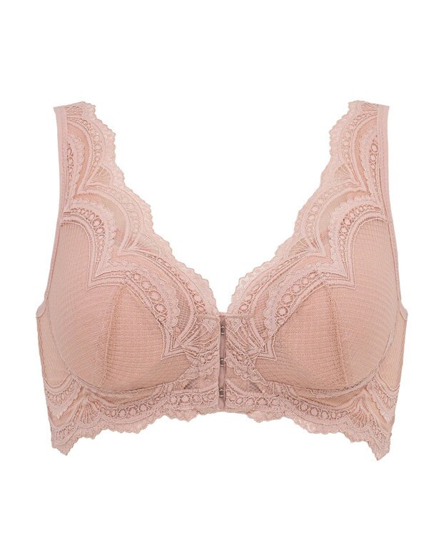 BRADELIS New York 【BRADELIS Me / ノンワイヤー・コンパクト補正】 フロントホックブラ24A1 フロントファスナー ヌーディピンク