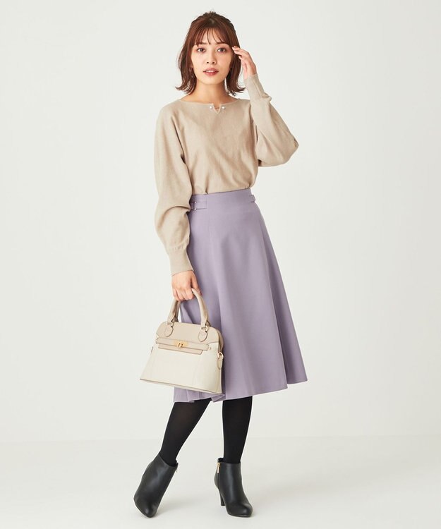 ANY SIS 【洗える】サイドバックルライト スカート ラベンダー