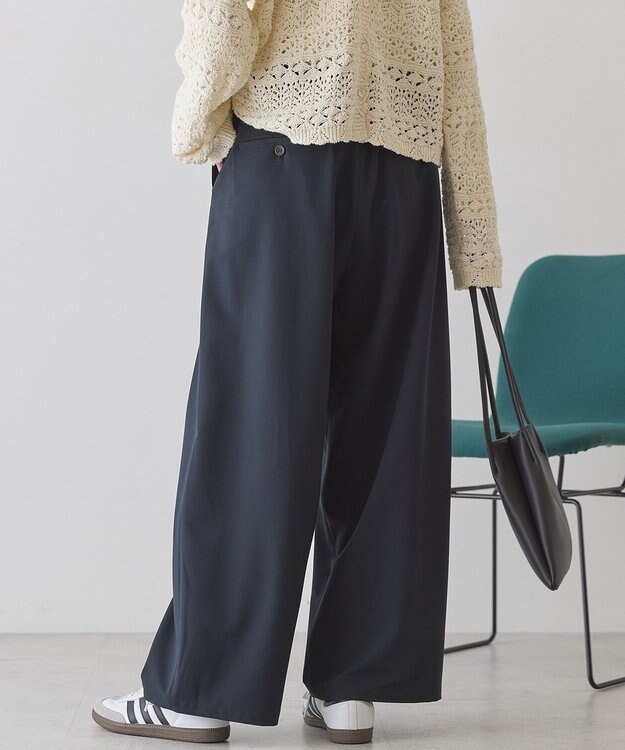 AMERICAN HOLIC リボン付きタックワイドパンツ Navy