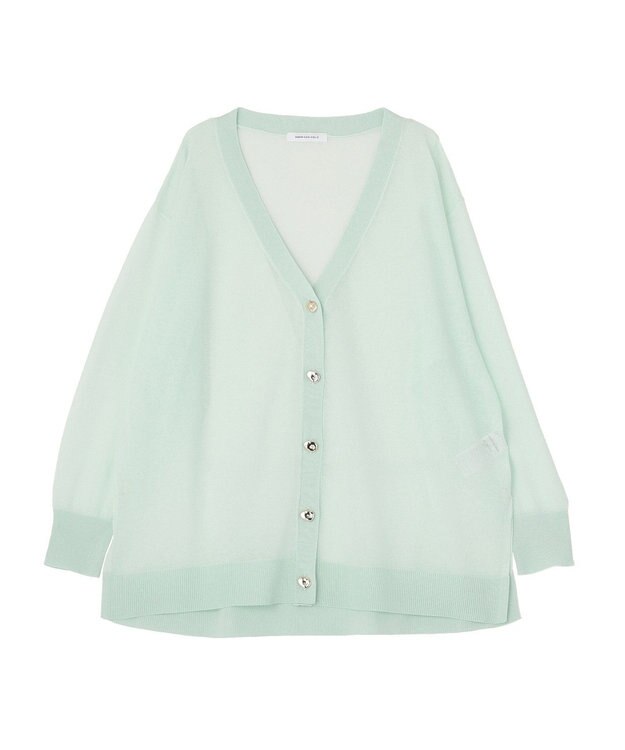 AMERICAN HOLIC メタルボタンシアーVネックカーディガン Sax