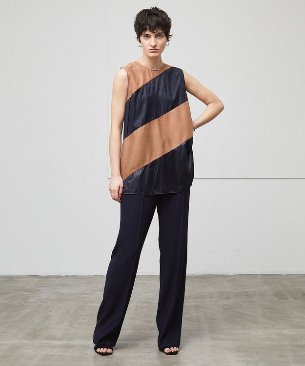 BEIGE， 【洗える】TOURRAQUE / Aラインブラウス Camel×Navy