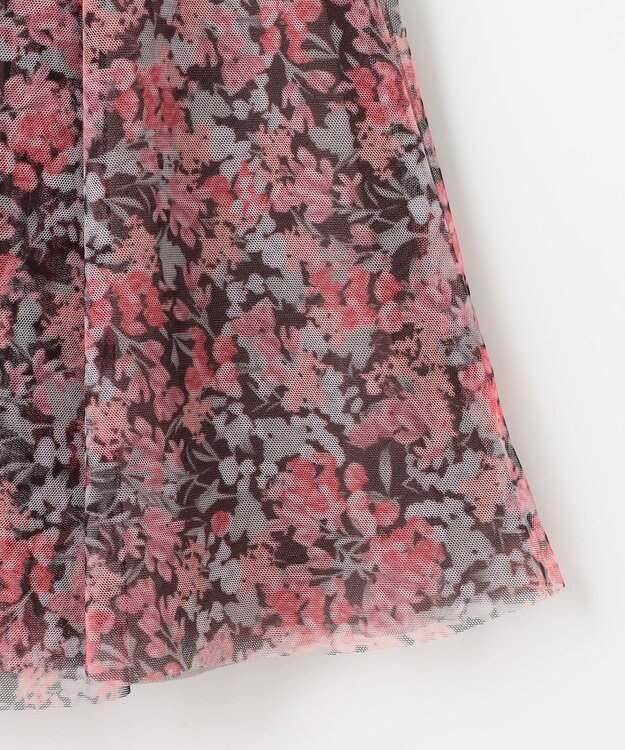 ANY KIDS 花柄 チュール フレア スカート ピンク系