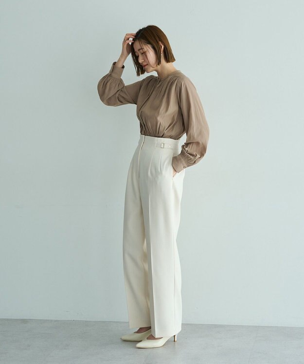 YECCA VECCA ギャザーブラウス Beige