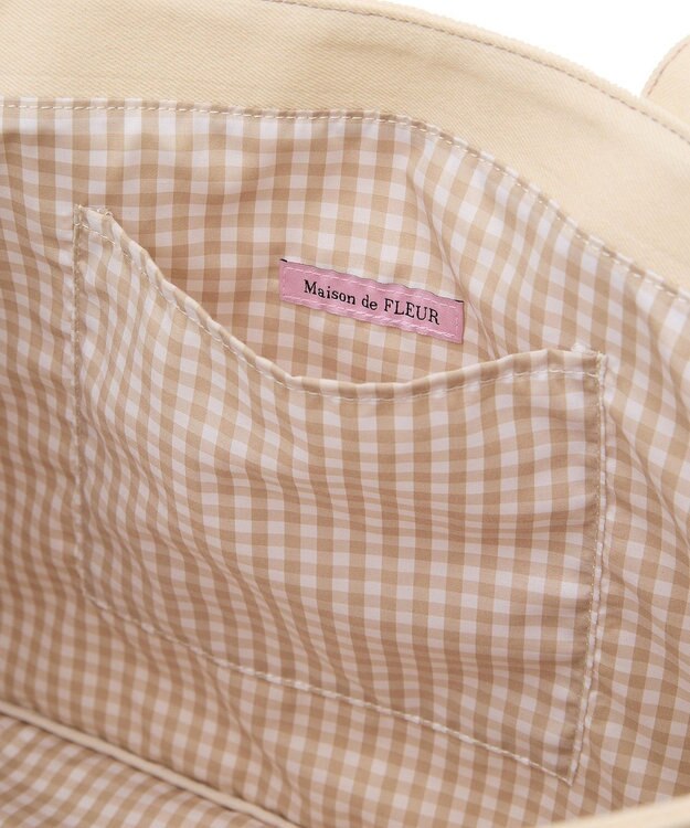 Maison de FLEUR デニムブランドロゴ刺繍トートバッグ Off White