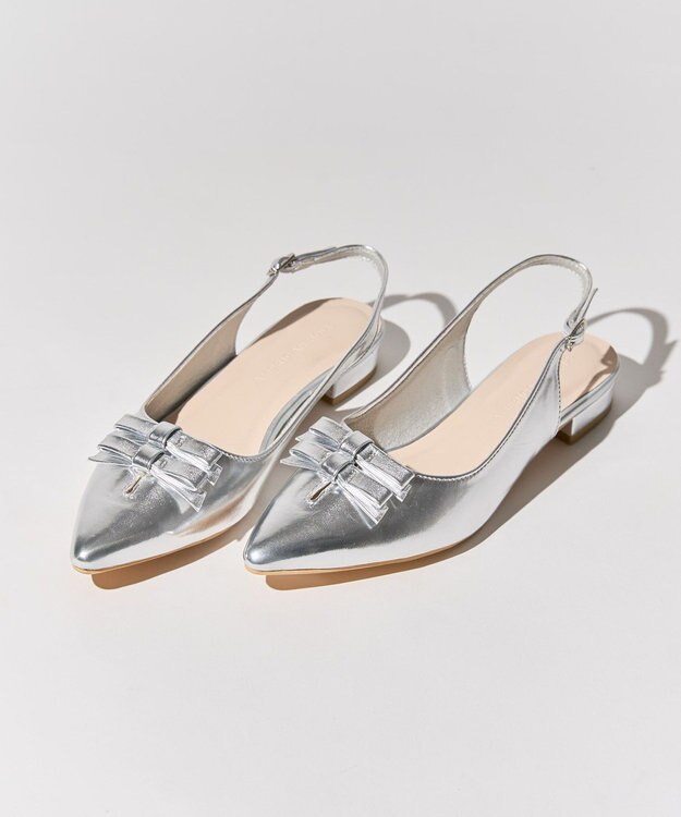 AMERICAN HOLIC ダブルリボンミュールサンダル Silver