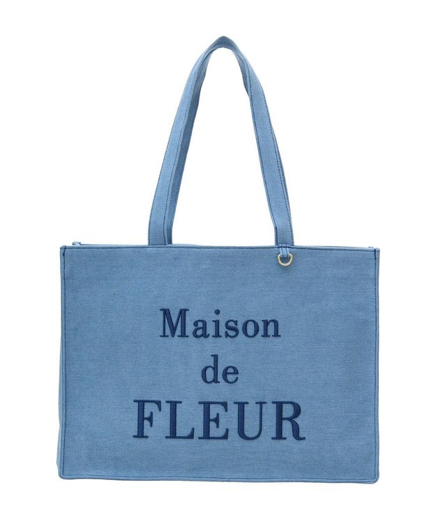 Maison de FLEUR デニムブランドロゴ刺繍トートバッグ Light Indigo