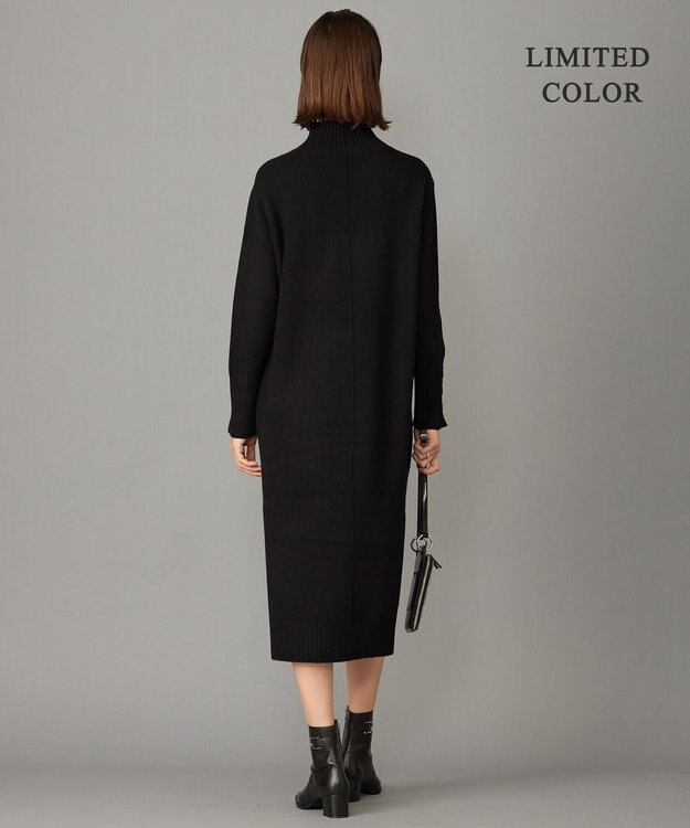 ICB 【WEB限定カラーあり・洗える】 ソフトカシミヤミックス ハイネックワンピース ブラック系［WEB限定］