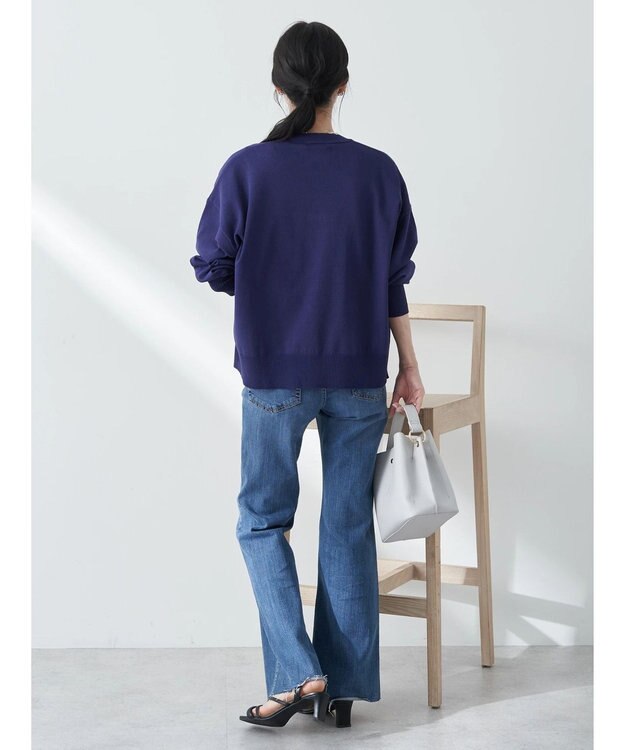 earth music&ecology ＶネックＺＩＰカーディガン Blue