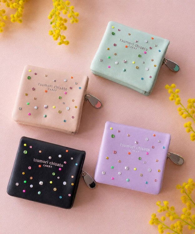 tsumori chisato CARRY キラキラ石 2つ折り財布 ミニ財布 グリーン