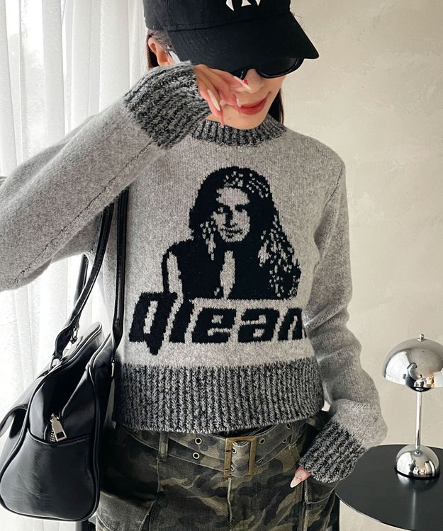 WEGO フラッフィーグラフィックちびニット 柄4