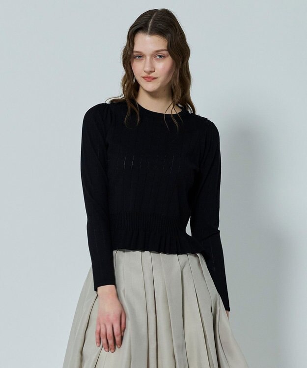 TOCCA IN ROMANCE ペプラム ニットプルオーバー ブラック系