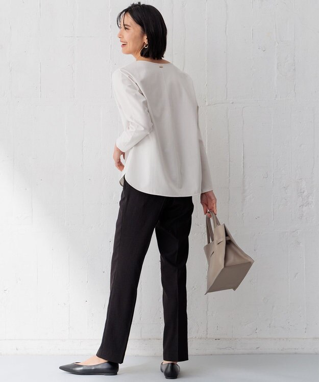 23区 【洗える/セットアップ対応】アイアスマットストレッチ テーパード パンツ ブラック系