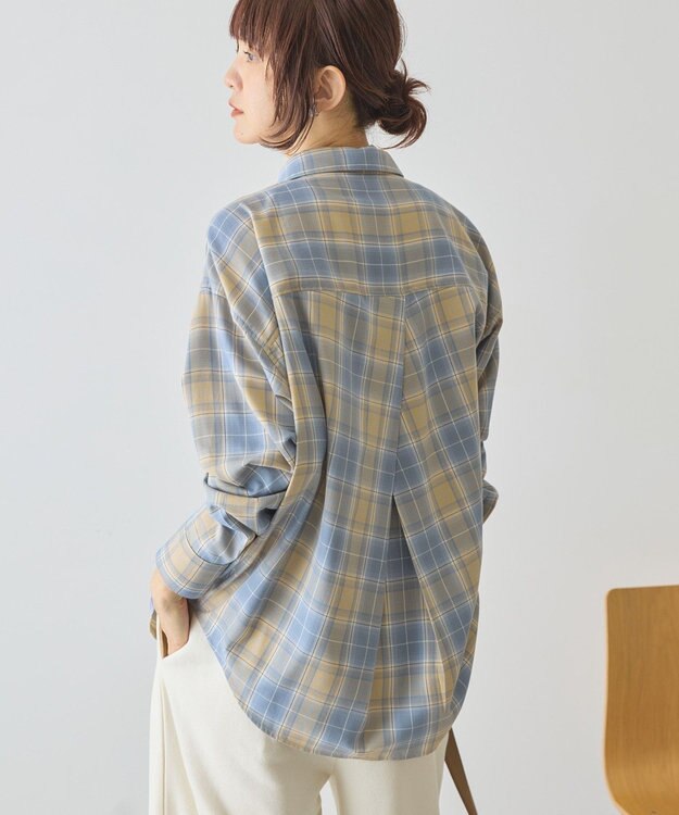 AMERICAN HOLIC 【イージーケア】　チェックバックタックシャツ Blue