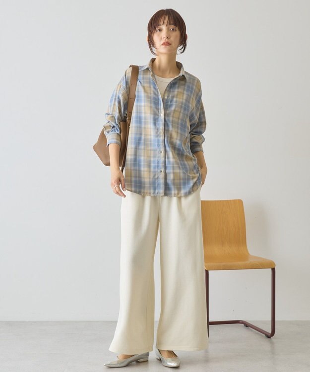 AMERICAN HOLIC 【イージーケア】　チェックバックタックシャツ Blue