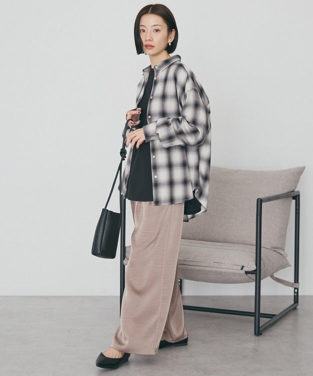 AMERICAN HOLIC 【イージーケア】　チェックバックタックシャツ Black