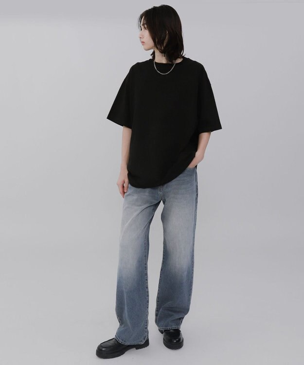 WEGO 【ウエスト調整可】ストレートデニムパンツ デニム中濃加工色