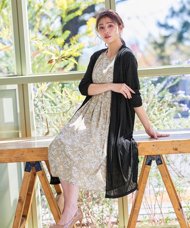 Tiaclasse 【吸水速乾・UVケア・洗える】ランダムリブカットソーカーディガン ブラック