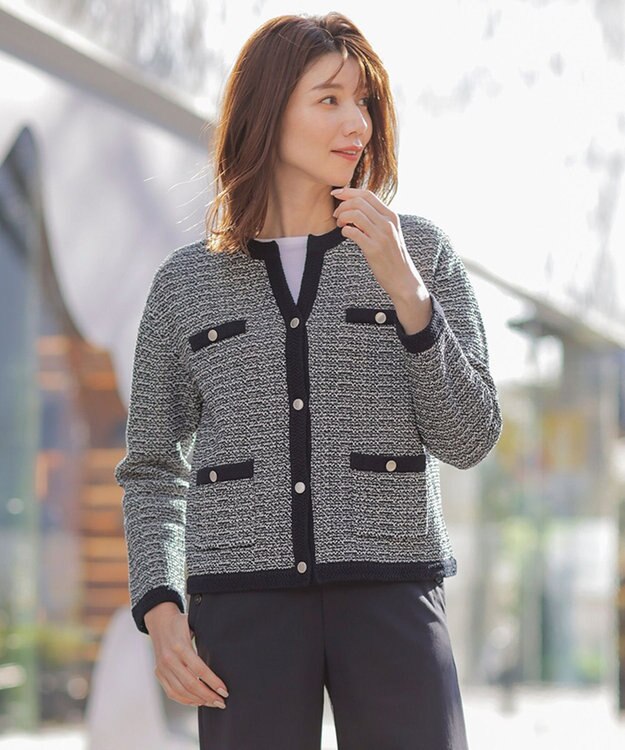 J.Press Ladies ニット　アウター 洗える】DAILY TWEED ニット アウター / J.PRESS LADIES