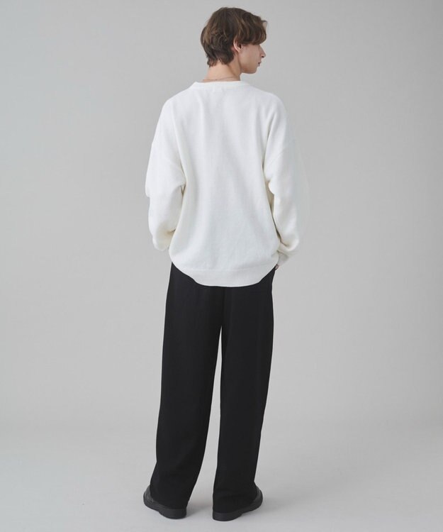 WEGO 【ユニセックス着用ITEM/SMLサイズ展開】アクセ付きワンポイントニットプルオーバー オフホワイト